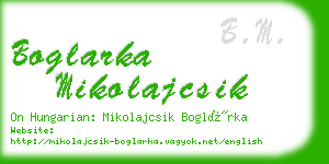 boglarka mikolajcsik business card